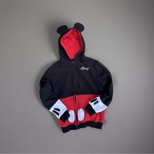 Disney Mickey Mouse Zip Up Hoodie with Mickey Ears, Embroidered Sz Youth XL EUC